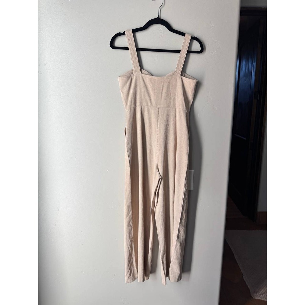 Nasty Gal Cream Corduroy Wide Leg Jumpsuit 4 Sweetheart Zip Y2K Cottagecore - Picture 7 of 7